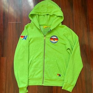 RARE Cast & Crew Green Aviator Nation x Happy Gilmore 2 Zip Up Hoodie Size Large